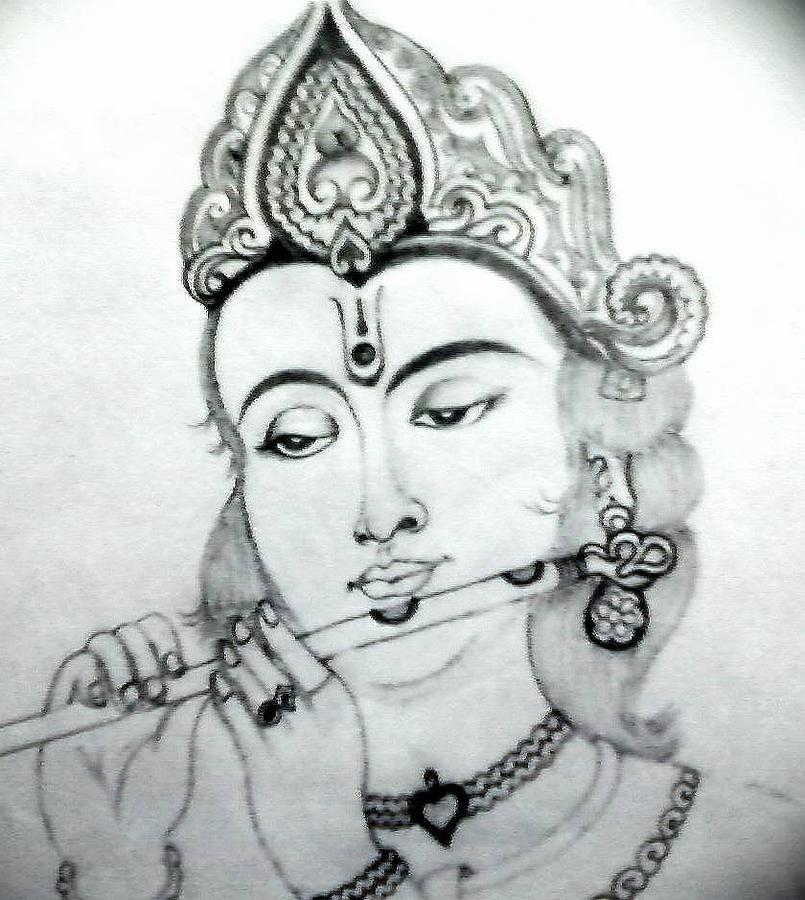 shri Krishna ji decent line art 13826914 Vector Art at Vecteezy