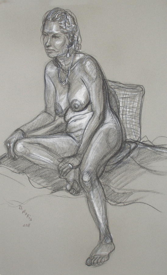 Lori Seated with Short Hair Drawing by Donelli  DiMaria