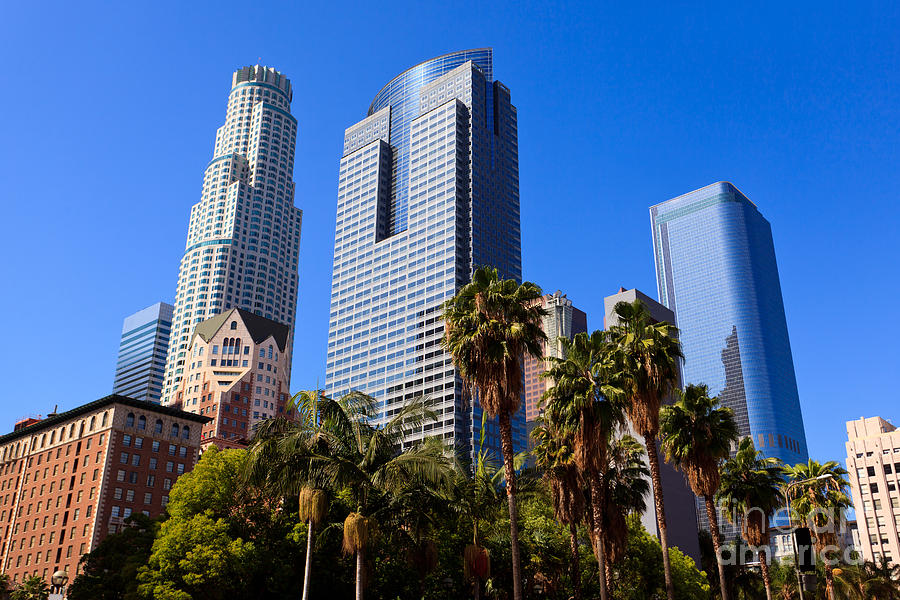 Los Angeles Downtown Office Buildings Photograph By Paul Velgos | Pixels