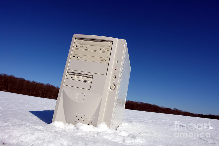 Alone Photograph - Lost Computer in Snow by Olivier Le Queinec