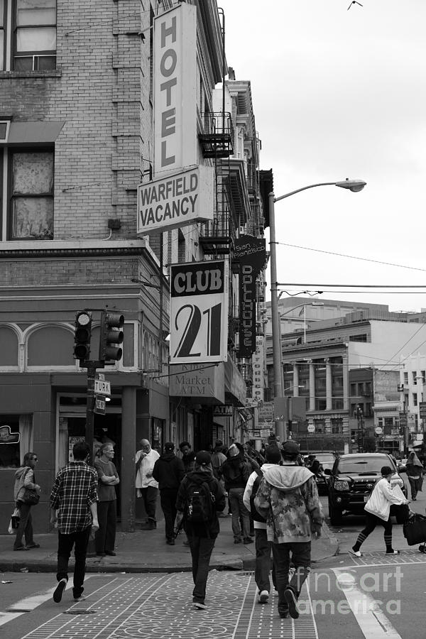 Lost In Urban America - Warfield Hotel - Tenderloin District - San Francisco California - 5D19353 bw Photograph by Wingsdomain Art and Photography