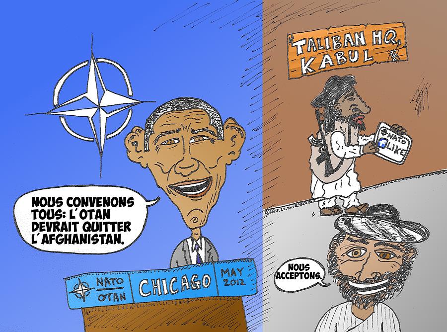 Obama Mixed Media - LOTAN est daccord avec les talibans caricature by OptionsClick BlogArt