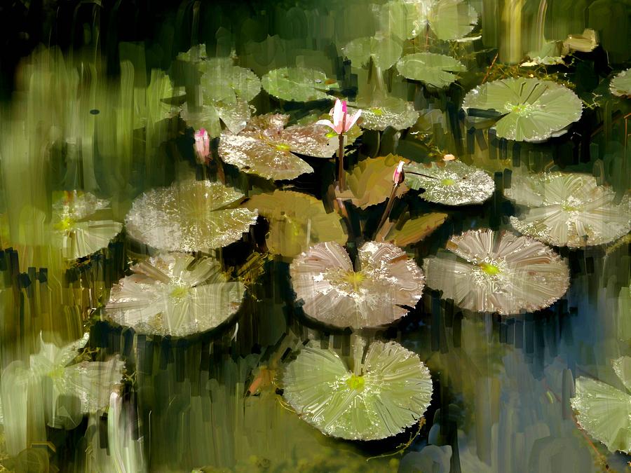Lily Painting - Lotus Pond 3 by Usha Shantharam