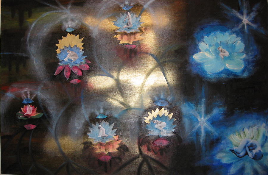 Lotuses in Muddy Waters Mixed Media by Serenity Studio Art