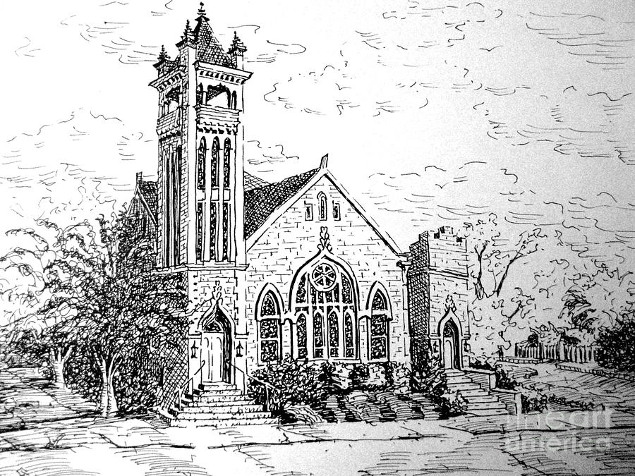 Louisianna Church 1 Drawing by Gretchen Allen