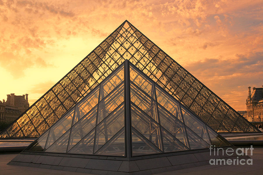 Paris Photograph - Louvre Sunset VI by Chuck Kuhn