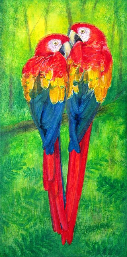 Love Birds- Macaw parrots Painting by Sue Halstenberg