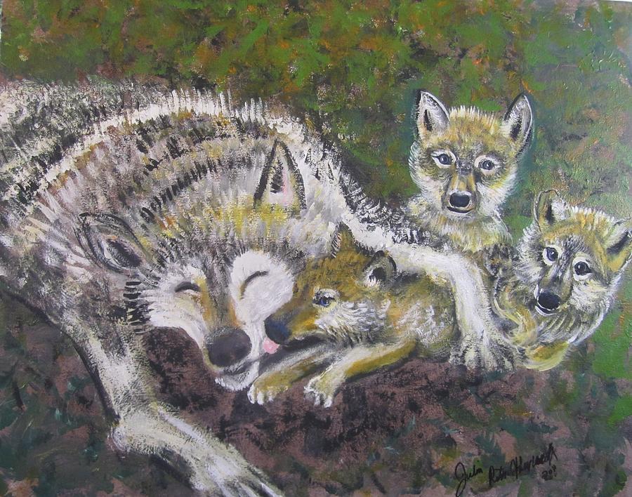 Love Cubs Painting by Julia Rita Theriault Love Cubs Painting by Julia Rita Theriault