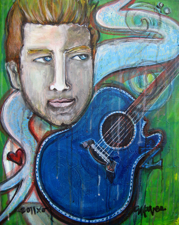 Love for Blue Guitar Painting by Laurie Maves ART