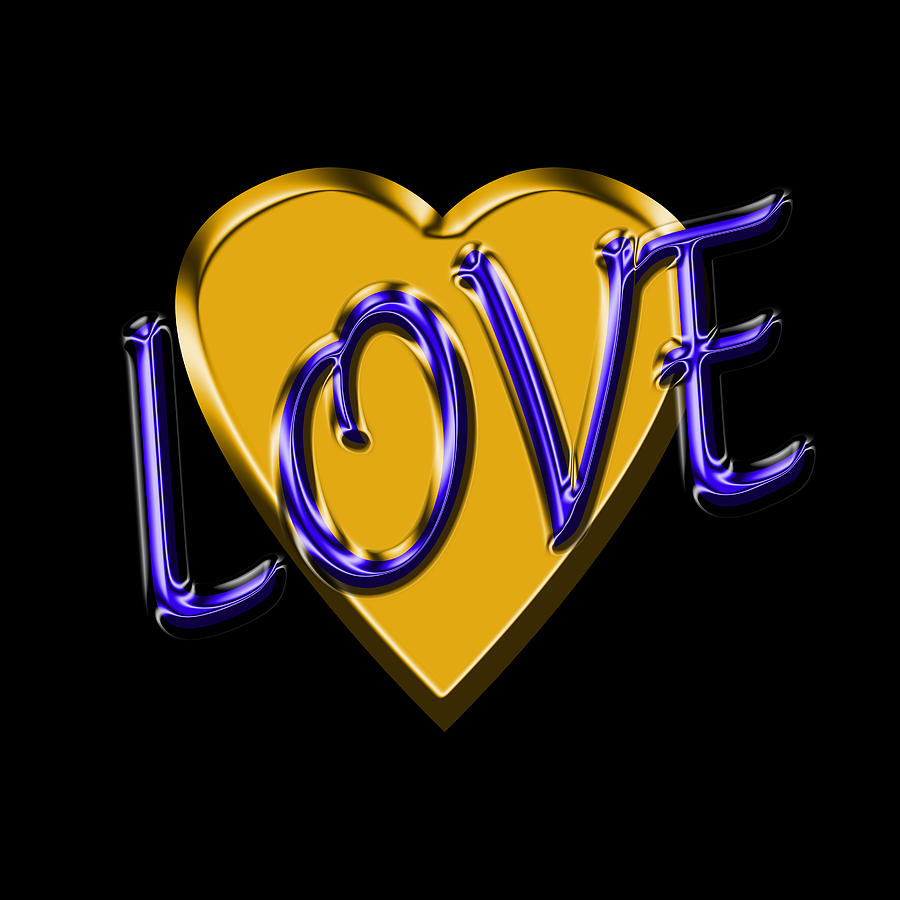 Love Digital Art - Love in Gold and Blue by Andrew Fare