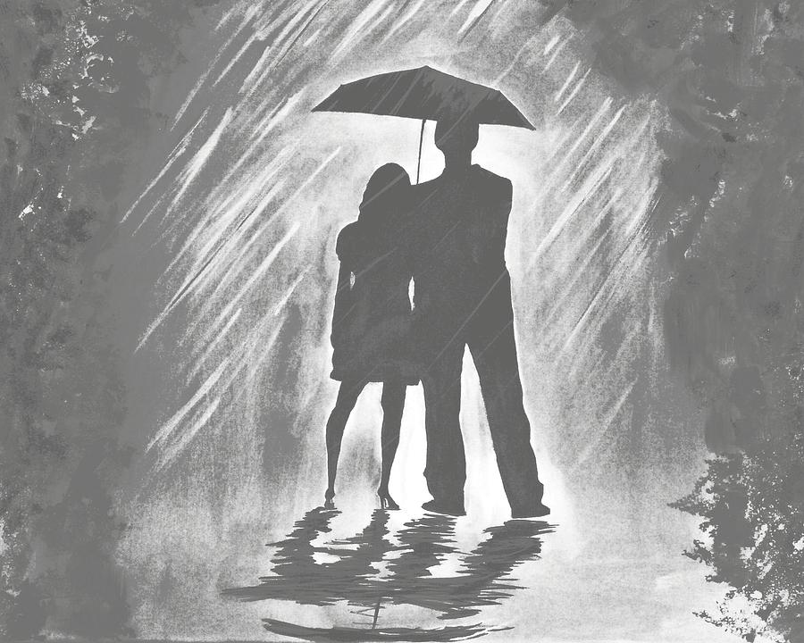 Love In The Rain B Painting By Leslie Allen