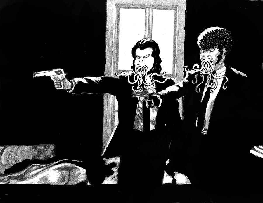 Lovecraft Pulp Fiction Drawing by Christopher Rowan