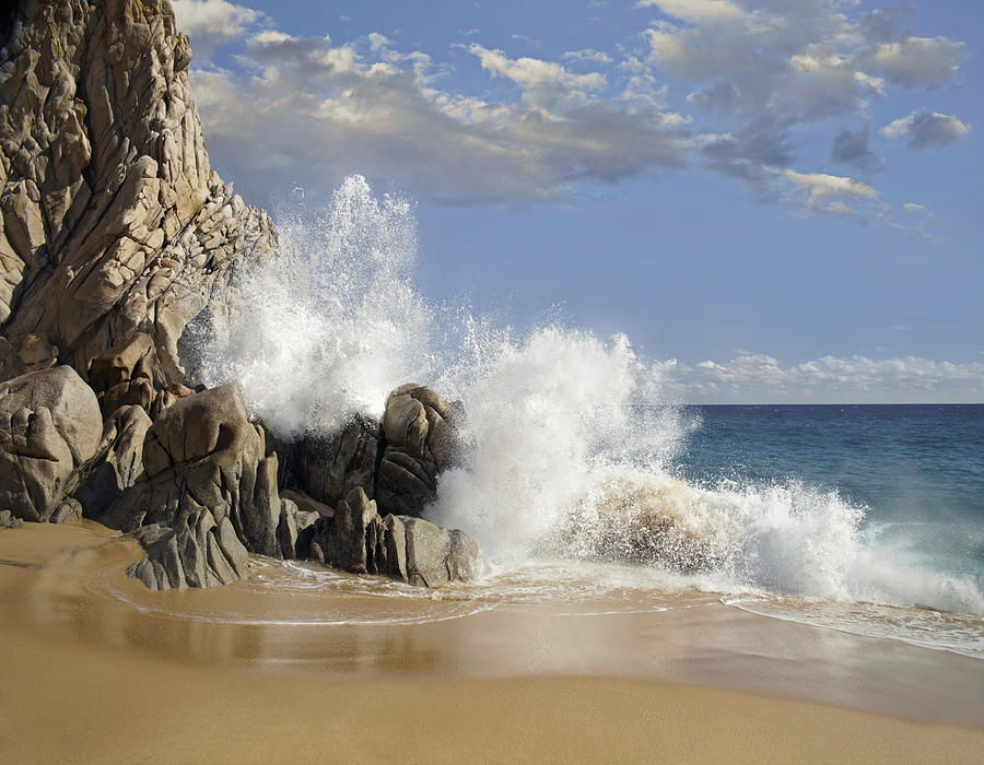 Lovers Beach With Crashing Waves Cabo Photograph by Tim Fitzharris