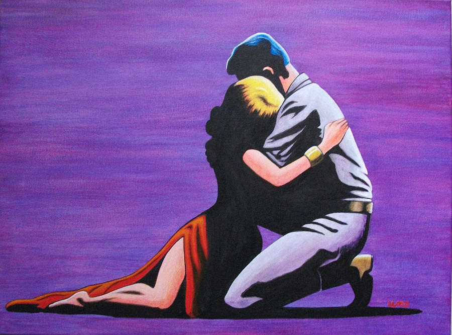 couple embrace painting