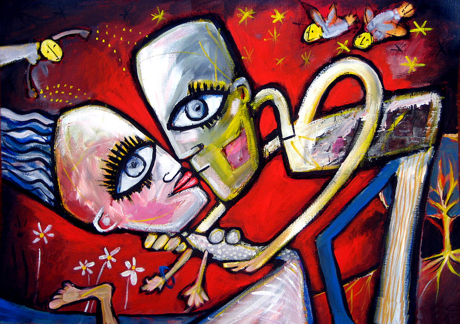 Lovers Kiss Painting by Leanne Wilkes