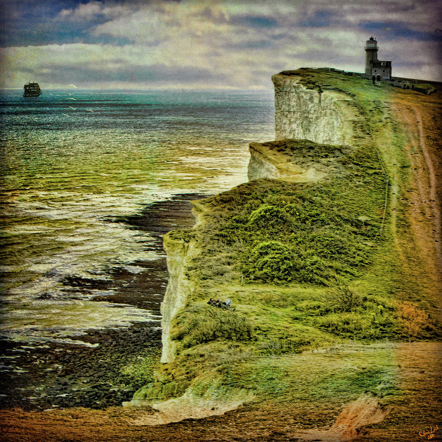 Lighthouse Photograph - Lovers On The Cliff Top Path by Chris Lord