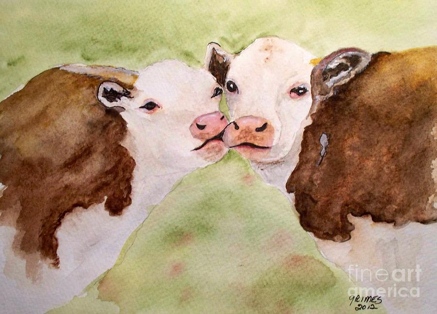 Loving Cows Painting by Carol Grimes