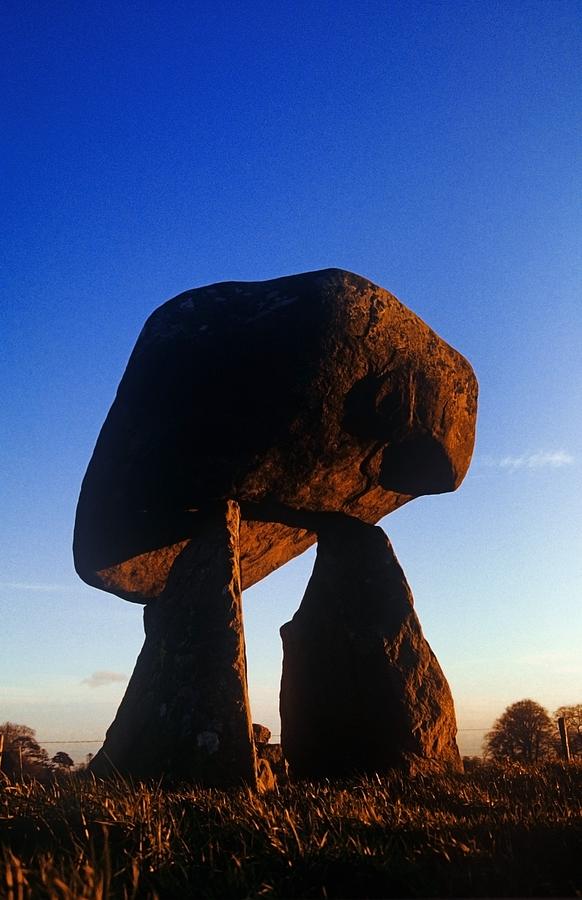 Sunset Photograph - Low Angle View Of Proleek Dolmen by The Irish Image Collection 