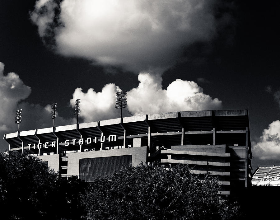 LSU Tiger Stadium Black and White Photograph by Maggy Marsh