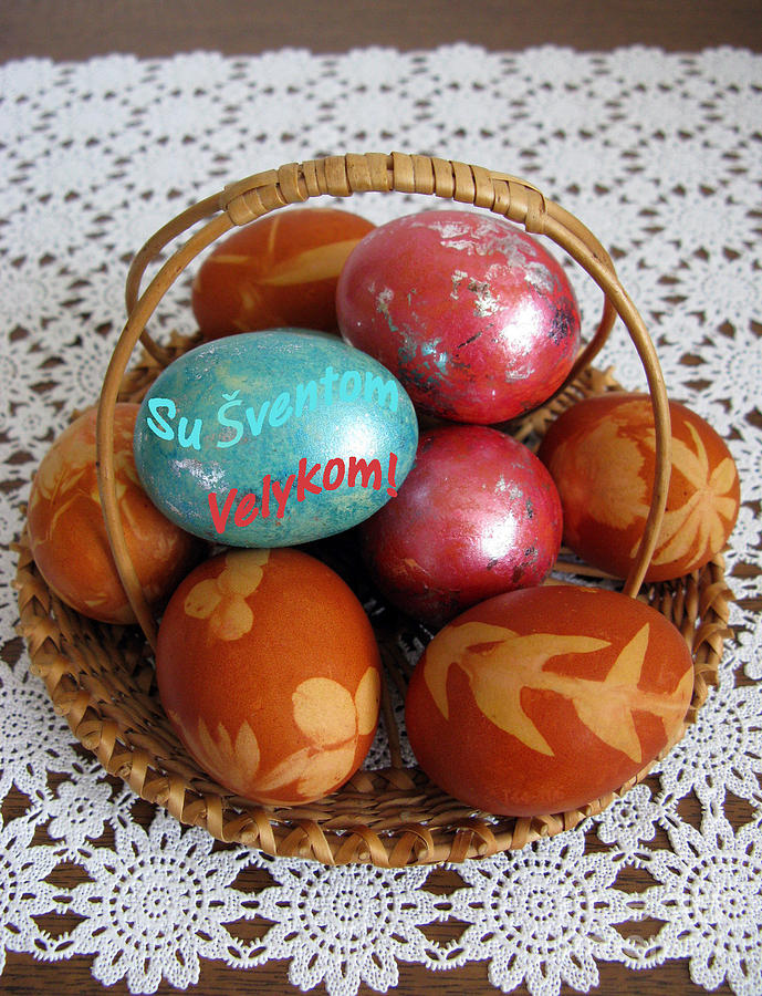 Holiday Photograph - Holy Easter Greeting. Lituanian text by Ausra Huntington nee Paulauskaite