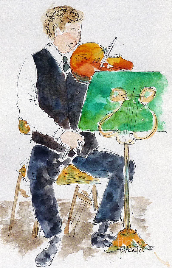 Lucas On First Violin Painting by Pat Katz