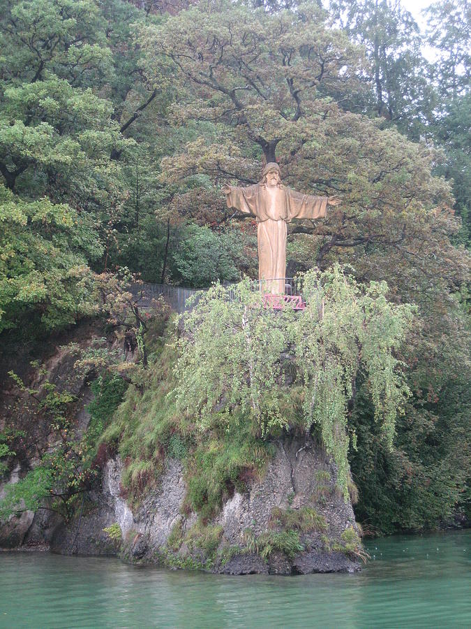 Lucerne Jesus Christ Figure On Water Photograph