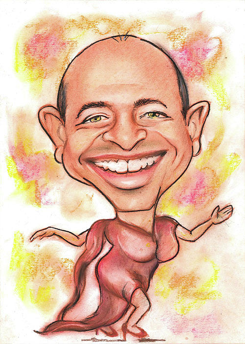 Lucho cartoonized as Celia Cruz Drawing by CartoonizeAPicture