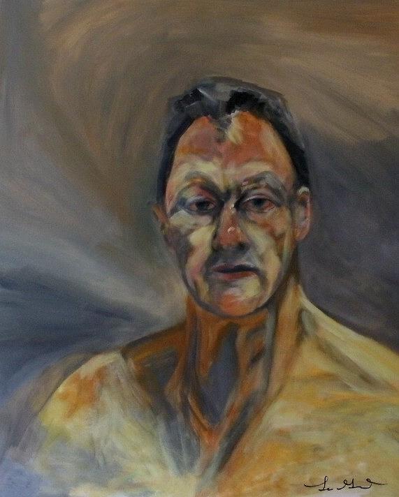 Portrait Painting - Lucian Freud Study From his Painting Reflection by Carolyn LeGrand