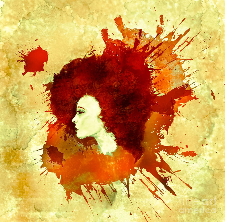 Woman Painting - Lucidity in orange and red hue by Christina Mcmillen