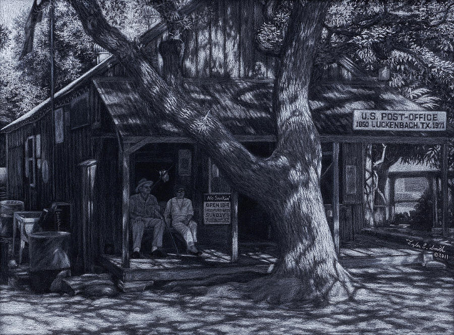 Black And White Drawing - Luckenbach Texas by Tyler Smith