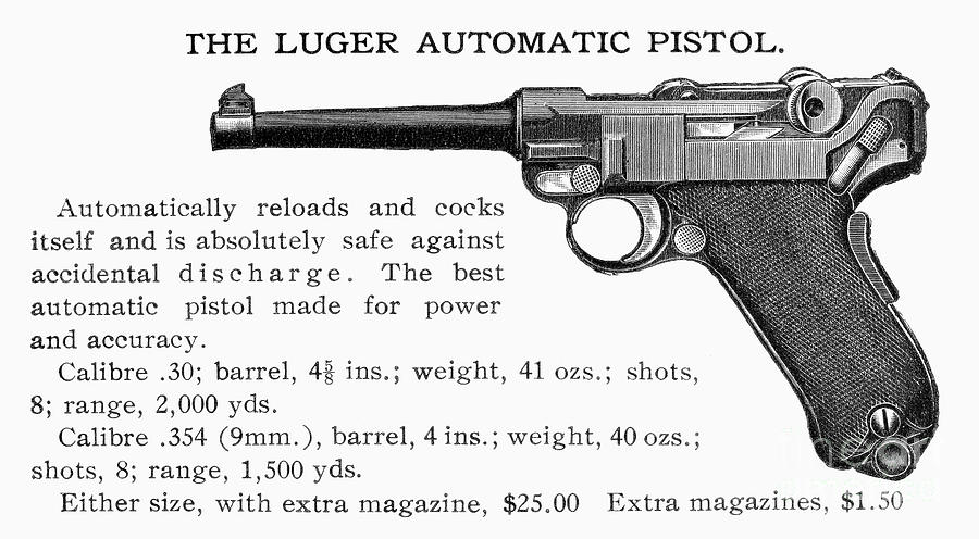Luger Automatic Pistol Drawing by Granger
