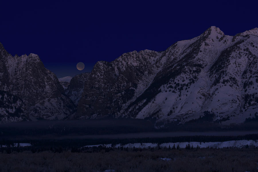 Lunar Eclipse Grand Teton National Park Photograph by Benjamin Dahl