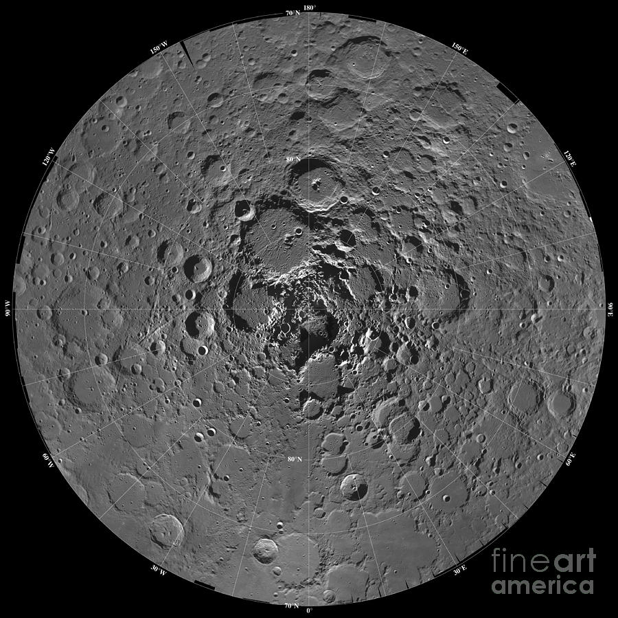 Lunar Mosaic Of The North Polar Region Photograph by Stocktrek Images