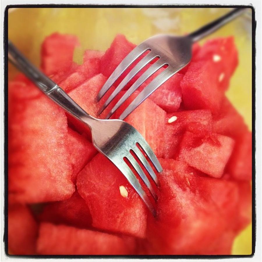 Watermelon Photograph - #lunch #watermelon With My #mommy <3 by Nena Alvarez