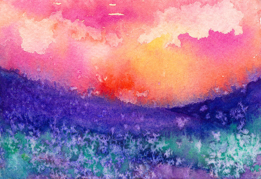 Sunset Painting - Lupin Valley by Brazen Design Studio