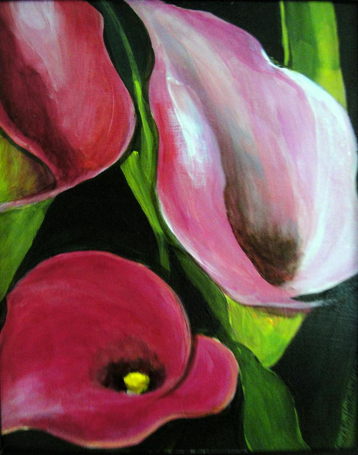 Luscious Lilies Close Up Painting by Edith Hunsberger