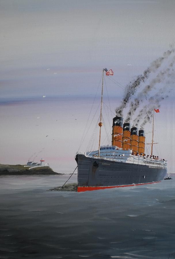 Lusitania at Roches Point Painting by James McGuinness - Fine Art America