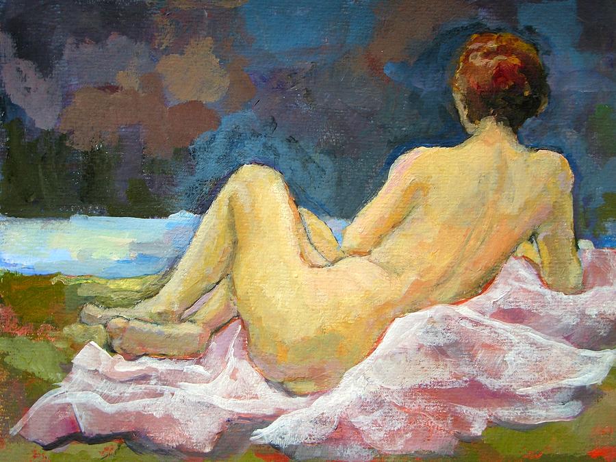 Lying Naked Woman Painting by Alfons Niex