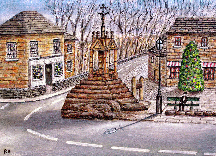 Lymm Painting - Lymm Cross And Stocks - Cheshire by Ronald Haber
