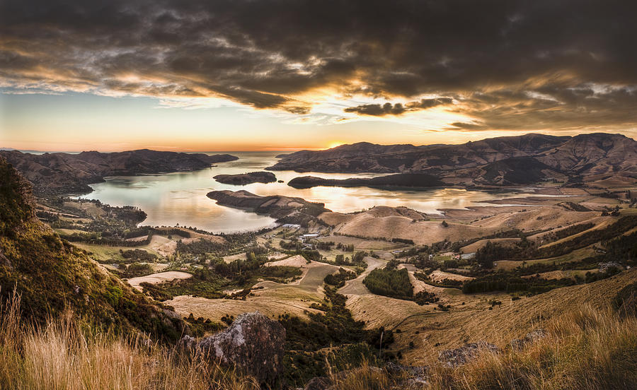 Lyttelton Harbor At Dawn Canterbury New Photograph by Colin Monteath