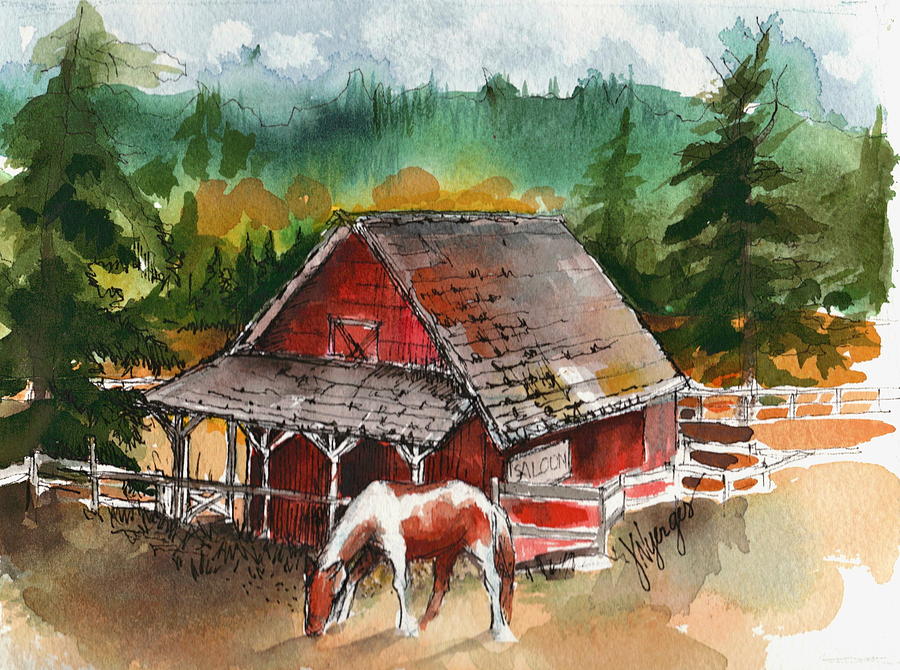 Mountain Painting - M Bar C Ranch by Judi Nyerges