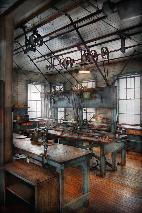 Vintage Photograph - Machinist - Steampunk - The contraption room by Mike Savad