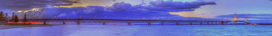 Sunset Photograph - Mackinac Bridge after Sunset by Twenty Two North Photography