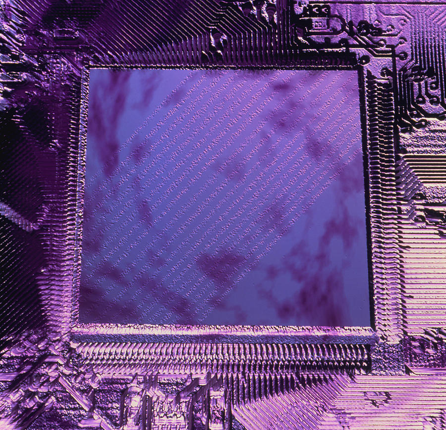 Microprocessor Photograph - Macrophotograph Of An Intel Computer Microchip by Laguna Design