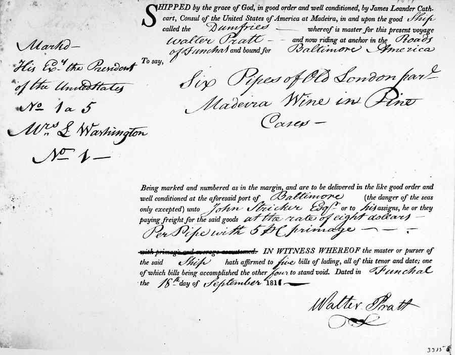 Madison: Invoice, 1811 Photograph by Granger
