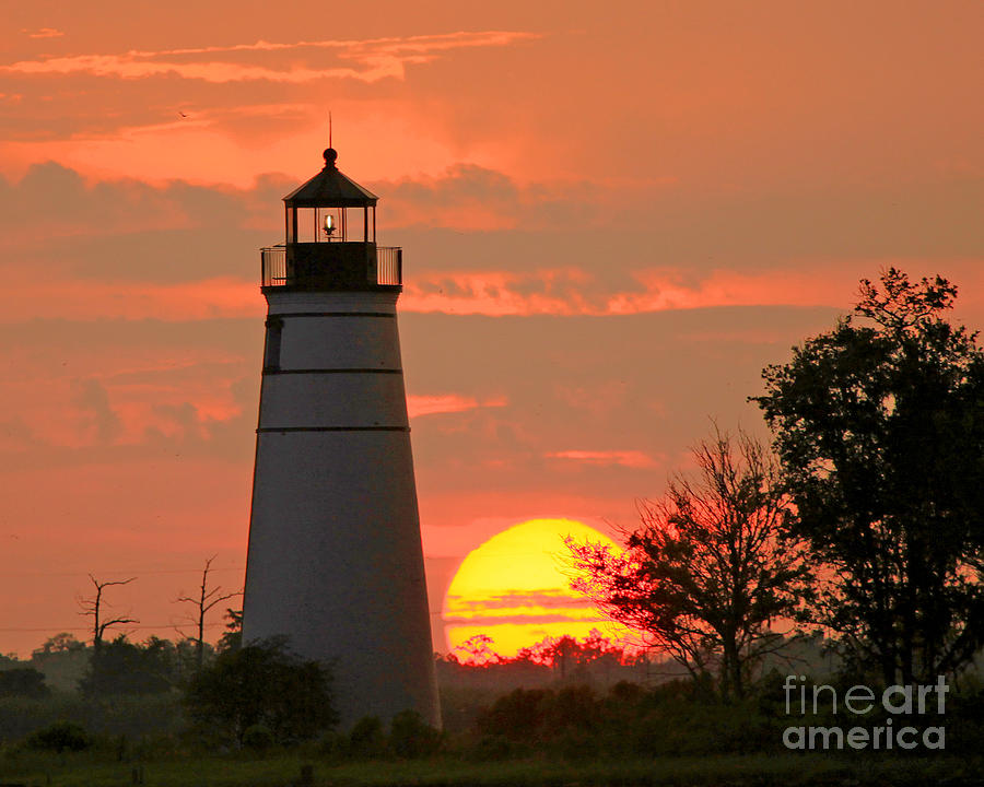 Madisonville Lighthouse Sunset Photograph by Luana K Perez