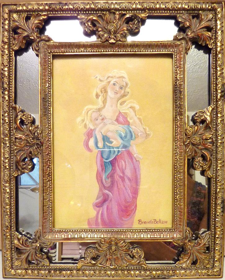 Madonna Painting - Madonna and Child mirrored gilt frame by Brenda  Bell
