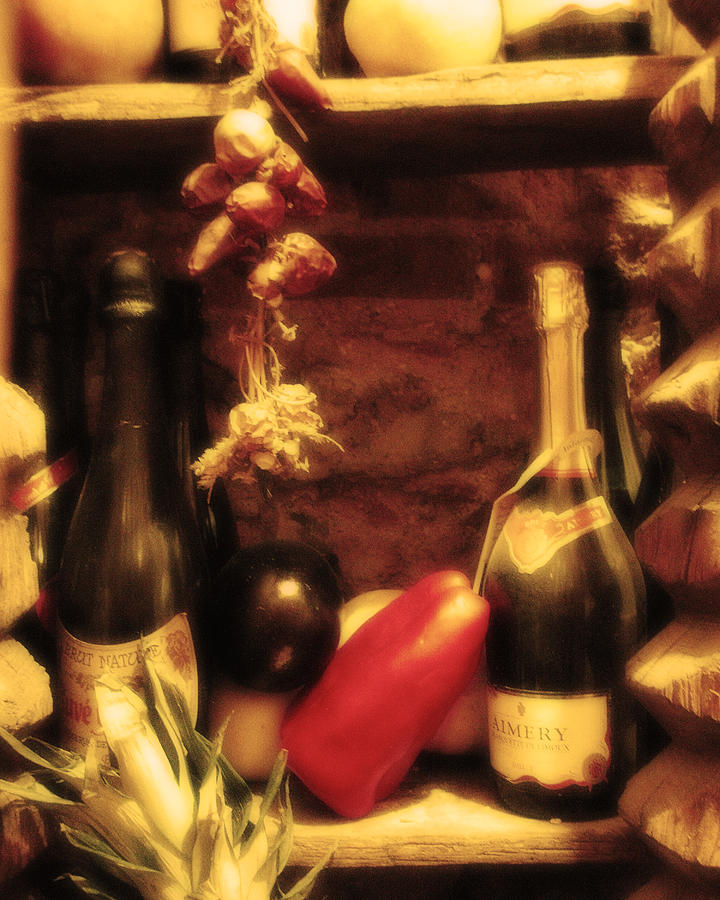 Wine Bottles Photograph - Madrid Food and Wine Still Life I by Greg Matchick