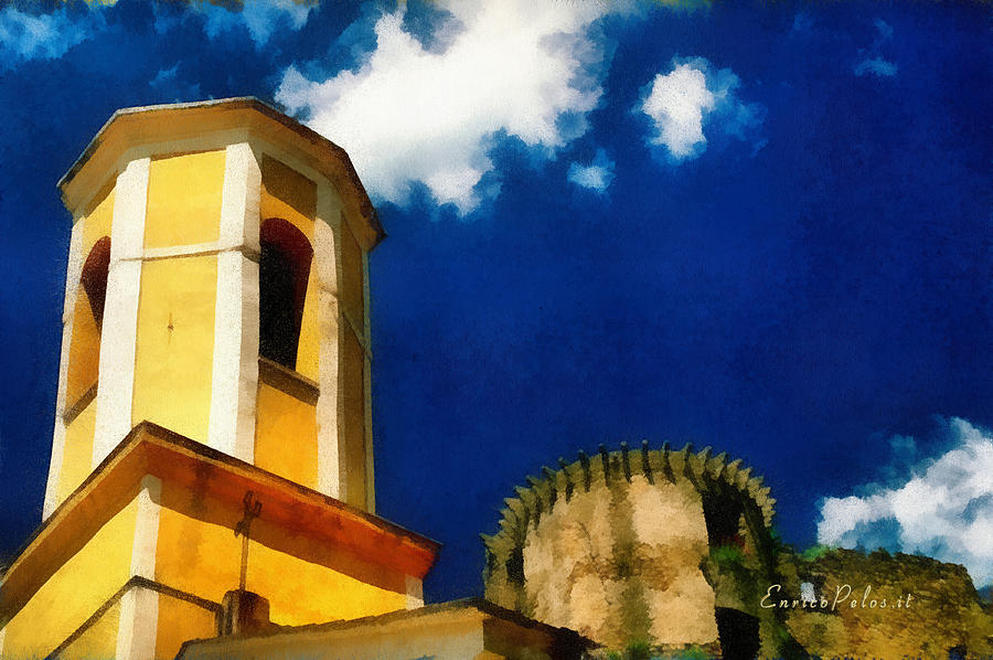 Madrignano Castello e campanile Mixed Media by Enrico Pelos