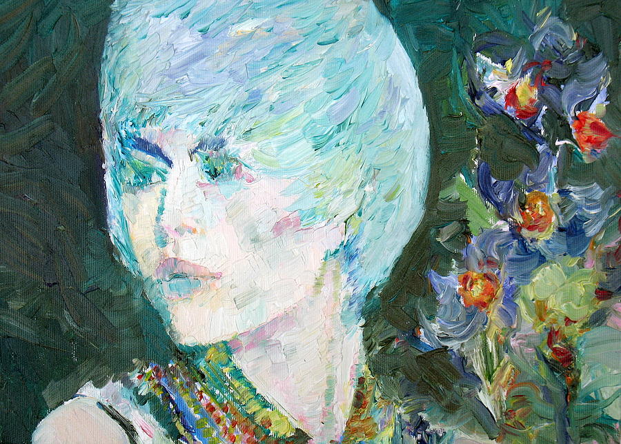 The Girl - The Flowers Painting by Fabrizio Cassetta